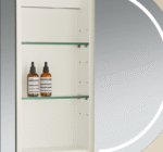 1200mm 3 Door Oval LED Shaving Cabinet - Matt White/ Matt Black - Image 4