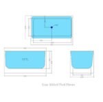 Multi-fit Square Freestanding Bath 1000mm/1200mm/1300mm /1400mm - Image 5