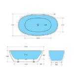 Oval Egg Shape Freestanding Bath 1500m/1700mm - Image 6