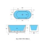 Fluted Back to Wall Freestanding Bath 1500m/1700mm - Image 4