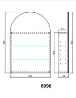 Arch 600mm Shaving Cabinet - Satin White / Satin Black - Image 2