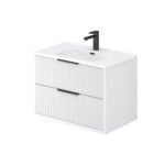 Roma Fluted 600mm-900mm Length Wall Hung Cabinet Satin White - Image 6