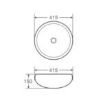 Asti Counter-top circular Matt Black basin, No overflow (415x415) - Image 3