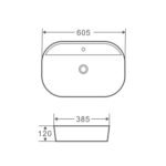 Counter-top oval basin with mixer hole (605x385) - Image 3