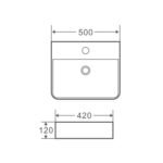 Counter-top rectangular basin (500x420) - Matt Black - Image 2