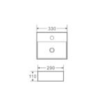 Wall-hung rectangular basin with mixer hole (330x290) - Image 3