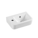 Wall-hung rectangular basin with mixer hole (375x245x100)