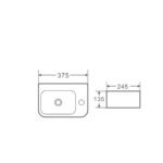 Wall-hung rectangular basin with mixer hole (375x245x100) - Image 3