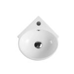 Wall-hung compact round basin with mixer hole (390x365) - Image 3
