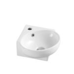Wall-hung compact round basin with mixer hole (390x365)