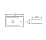 Wall-hung rectangular basin with mixer hole (450x260) - Image 3