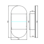 Oval 450mm x 900mm Shaving Cabinet - Satin White / Satin Black - Image 3