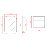 600mm x 900mm Mirror Shaving Cabinet - Satin White / Satin Black - Image 2