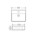 Semi-recessed rectangular basin (500x420) - Image 3