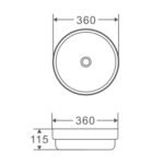 Counter-top round semi-inset basin (360x360) - Image 2