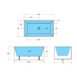 Multi-fit Square Freestanding Bath 1000mm/1200mm/1300mm /1400mm - Image 7