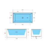 Multi-fit Square Freestanding Bath 1000mm/1200mm/1300mm /1400mm - Image 8