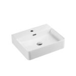Wall-hung rectangular basin with mixer hole (500x420)