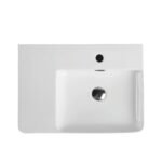 Wall-hung rectangular basin with left drainer & mixer hole (600x420) - Image 3