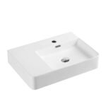 Wall-hung rectangular basin with left drainer & mixer hole (600x420)