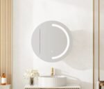 Athena 600mm LED Round Wall-Hung Shaving Cabinet - Image 3