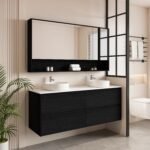 Hera 1500mm Wall Hung Vanity Tasmanian Oak / Black Oak