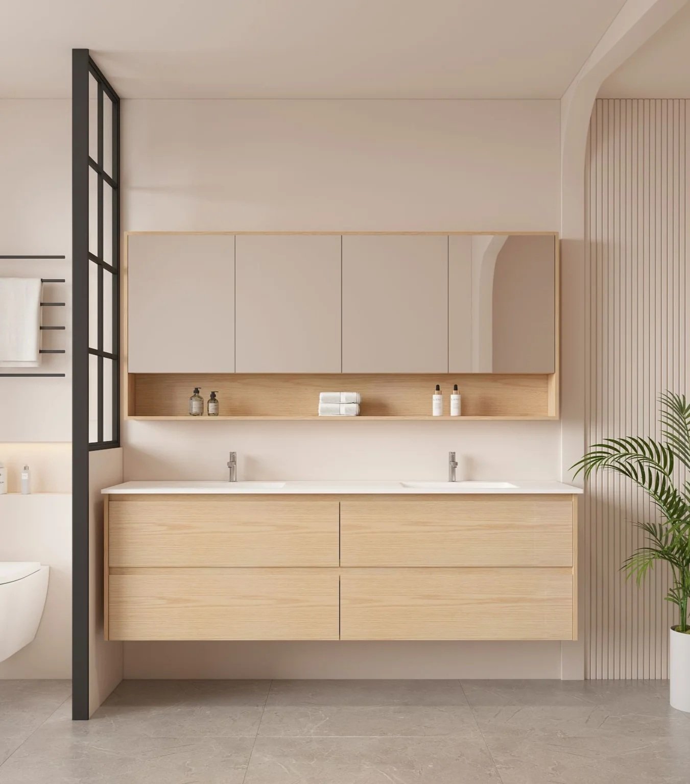 hera 1800 Hera 1800mm Wall Hung Vanity Tasmanian Oak / Black Oak - Image 1