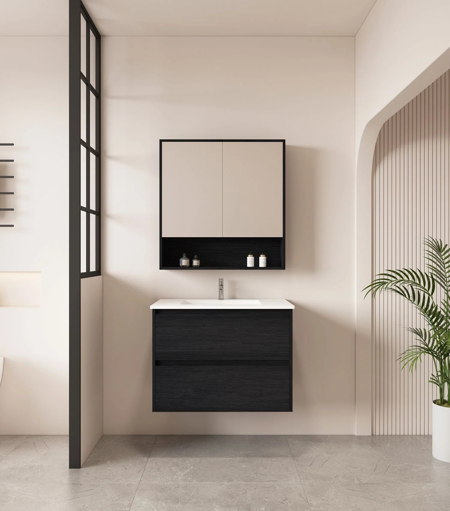 hera750 Hera 750mm Wall Hung Vanity Tasmanian Oak / Black Oak - Image 1