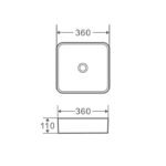 Counter-top square basin (360x360) - Image 2