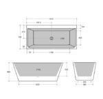 Square Back to Wall Freestanding Bath 1500mm/1700mm - Image 4