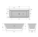 Square Back to Wall Freestanding Bath 1500mm/1700mm - Image 3