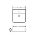 Wall-hung square basin with mixer hole (420x420) - Image 2