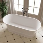 Cast Stone Solid Surface Bathroom BTS3003- Matt White - Image 2