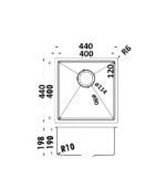 Eden 440 x 440mm Single Bowl Above-Undermount Sink-R10 Corner - Image 2
