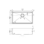 Eden 760 x 440mm Single Bowl Above-Undermount Sink-R10 Corner - Image 2