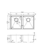 Eden 760 x 440mm Double Bowls Above-Undermount Sink-R10 Corner - Image 2
