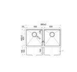 Eden 880 x 440mm Double Bowls Above-Undermount Sink-R10 Corner - Image 2