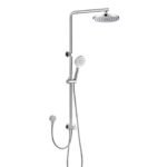 Round Dual Hose Variable Water Inlet Twin Shower Rail - Image 2