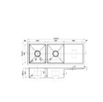 Eden 1160 x 440mm Double Bowls Above Counter Sink-R10 Corner - Image 2
