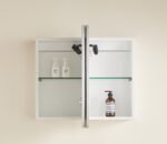 900mm 2 Door Oval LED Shaving Cabinet - Matt White/ Matt Black - Image 3