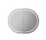 900mm 2 Door Oval LED Shaving Cabinet - Matt White/ Matt Black