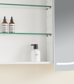 1500mm 3 Door Oval LED Shaving Cabinet - Matt White/ Matt Black - Image 6