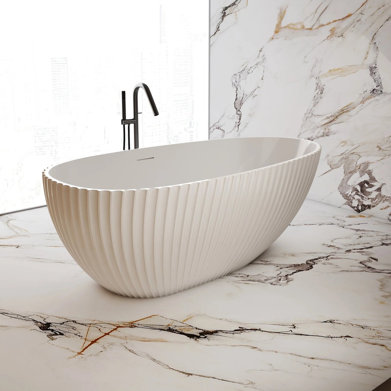 11-1 Acilia Eggshell Acrylic Freestanding Bathtub- Matt White - Image 1