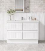 1200-1500mm Hampton Shaker Style Bathroom Vanity Satin White OR Satin Black - Image 3