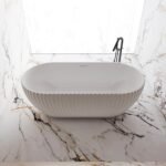 Acilia Oval Acrylic Freestanding Bathtub- Matt White - Image 3