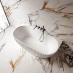 Acilia Back To Wall Acrylic Freestanding Bathtub- Matt White - Image 5