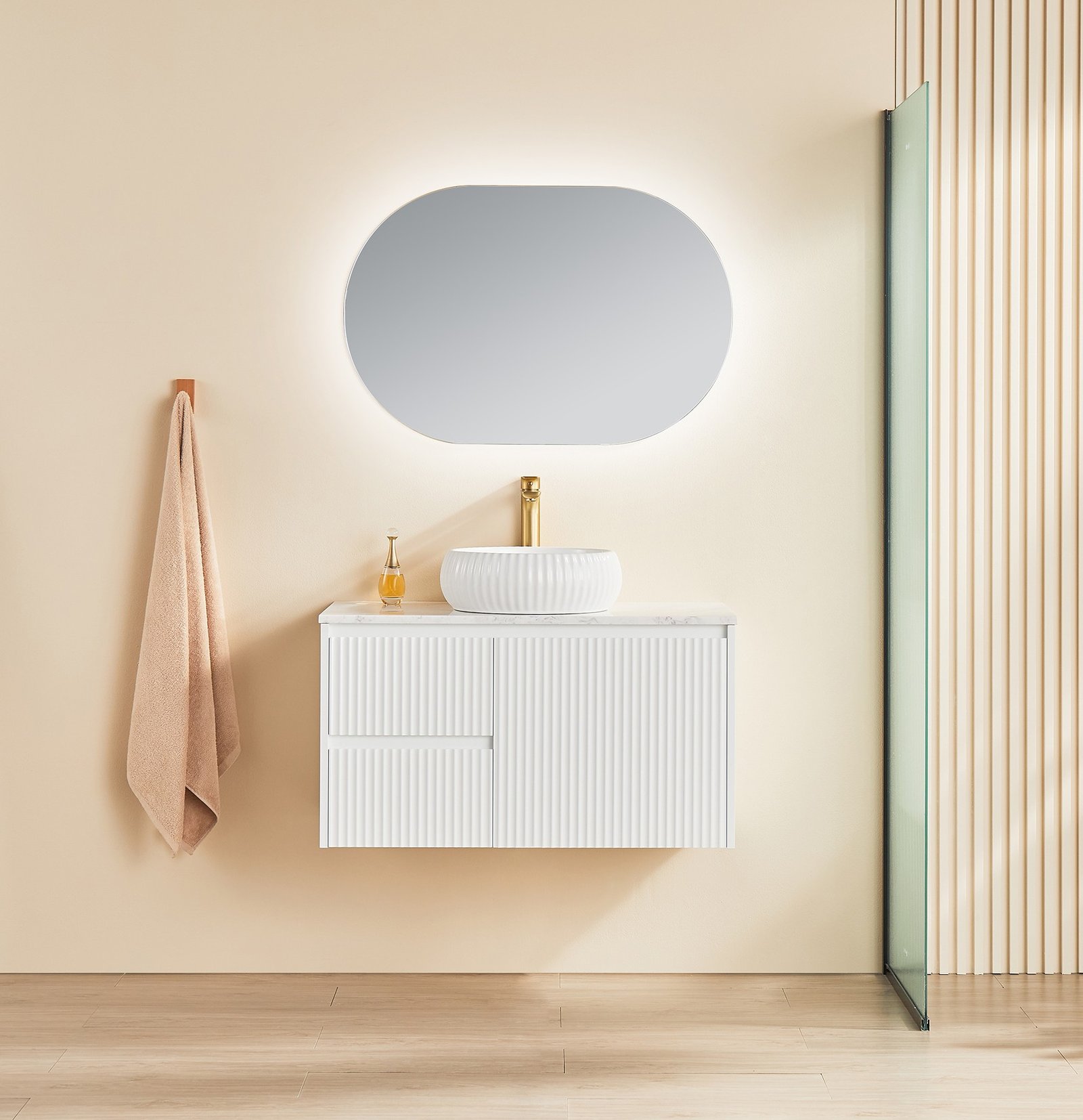 CB94LW-MW-1 (1) Wave Fluted 900mm Wall Hung Vanity - Image 1