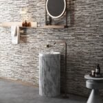 BPS4040R- Marble Stone Freestanding Pedestal Sink -Carrara - Image 2