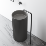 Resin Stone Freestanding Pedestal Sink -Matt Black - Image 2