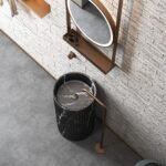 BPS4040R- Marble Stone Freestanding Pedestal Sink -Nero Marquina - Image 3